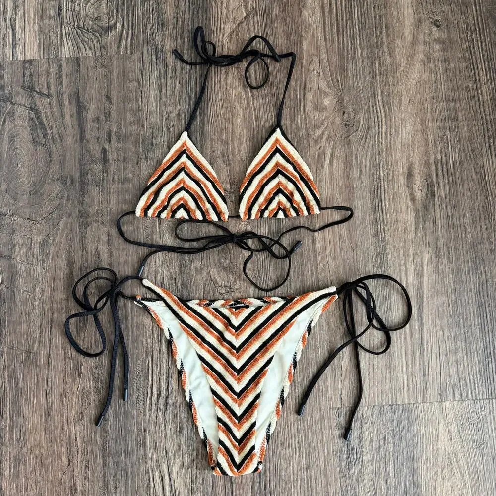 Triangl Swimwear Vinca Sapho Terry Toweling Bikini Size Small